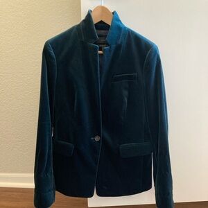 Blue-green velvet Regent Blazer from J.Crew Size 10